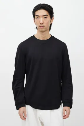 Black Cotton Long Sleeve Crewneck