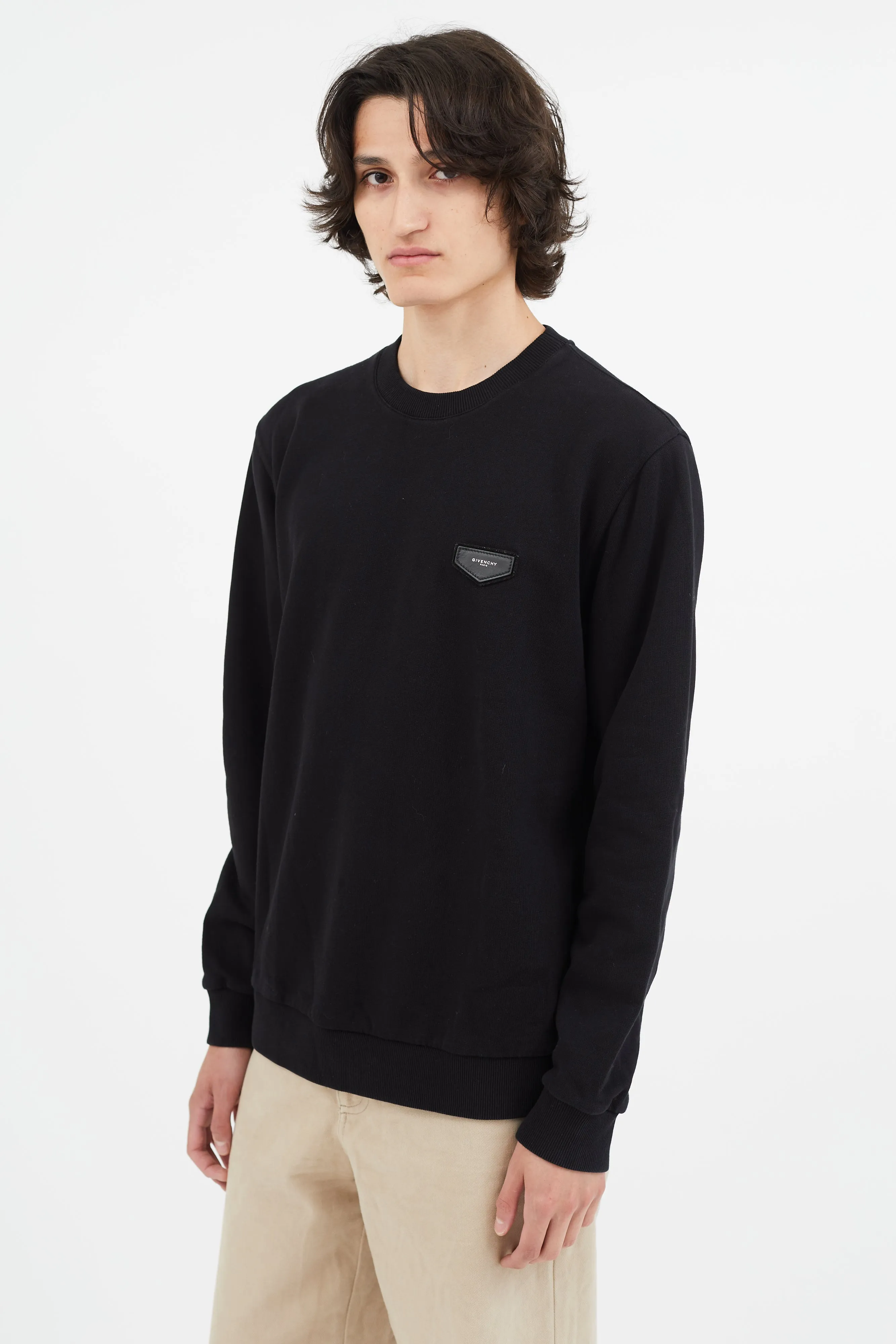 Black Logo Patch Crewneck