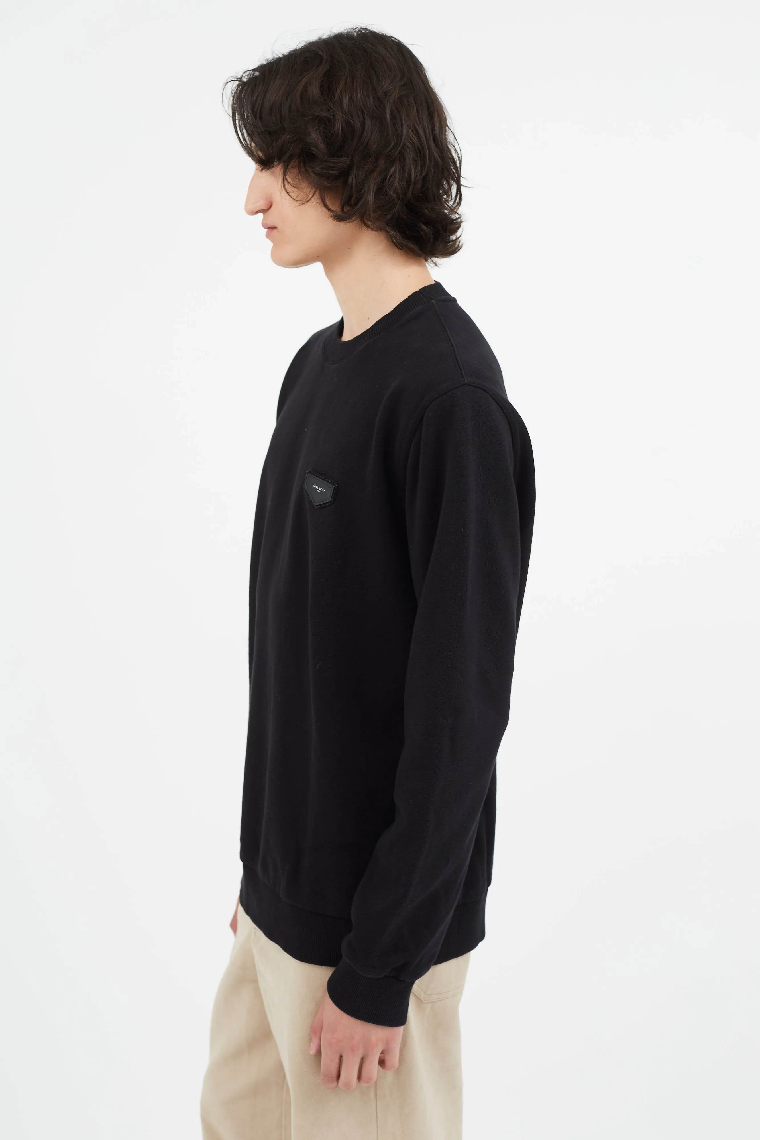 Black Logo Patch Crewneck