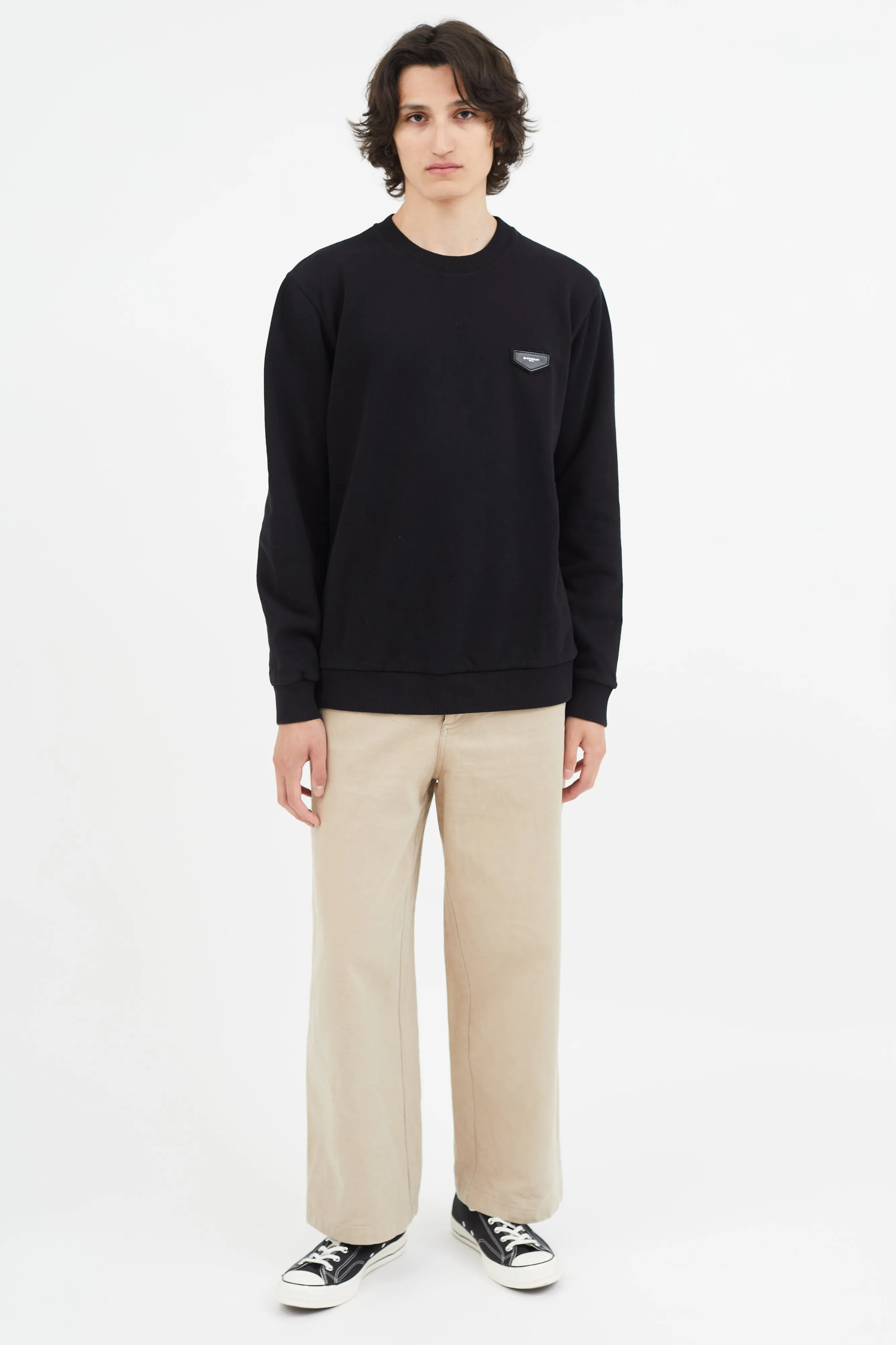 Black Logo Patch Crewneck