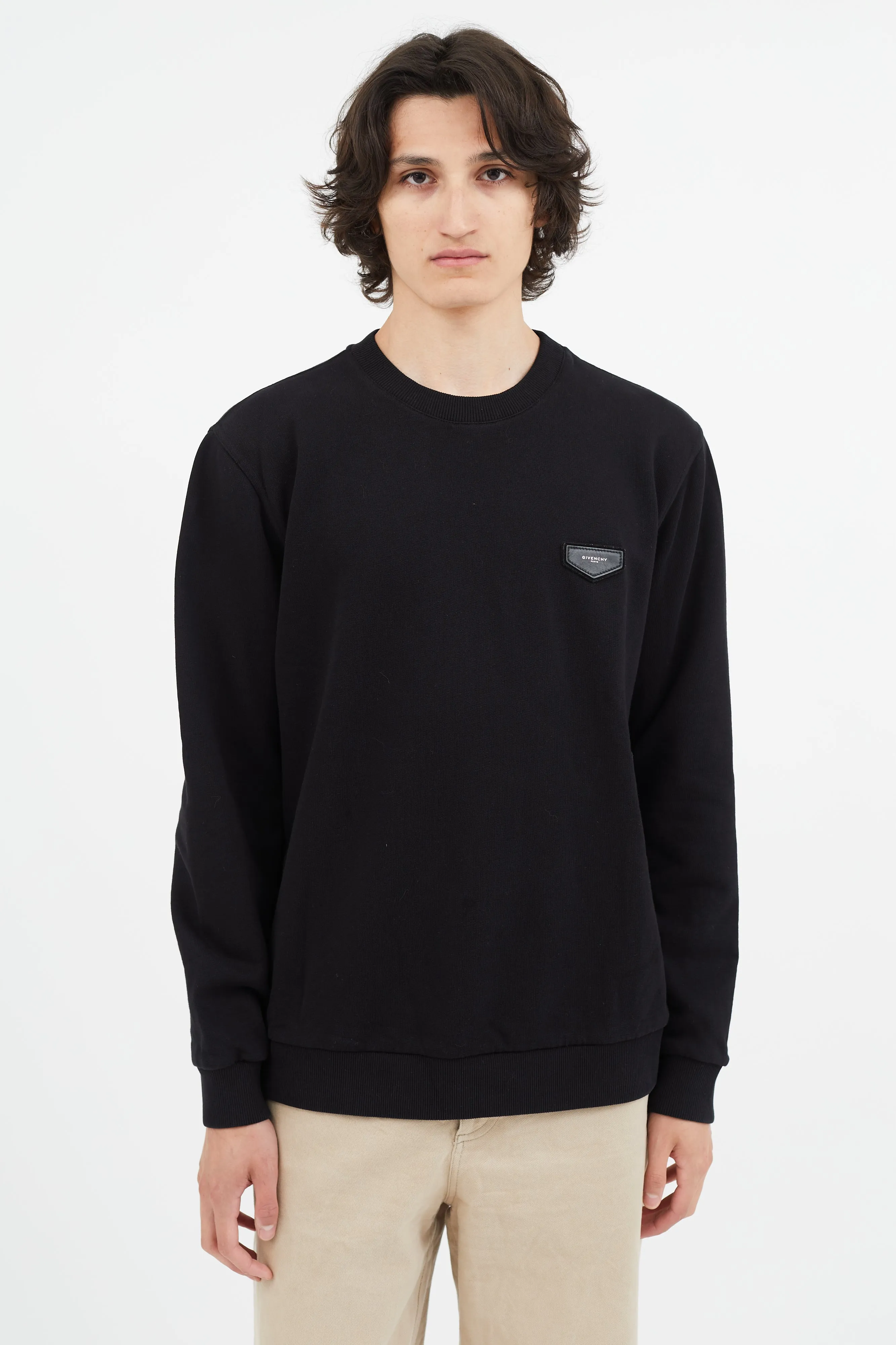 Black Logo Patch Crewneck