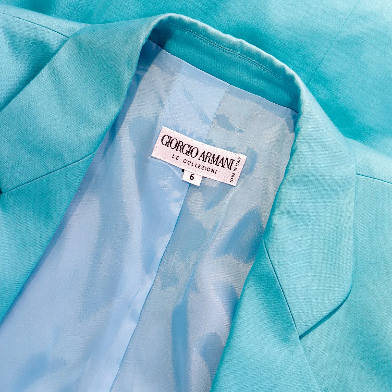 Giorgio Armani Bright Aqua Blue Longline Blazer Jacket
