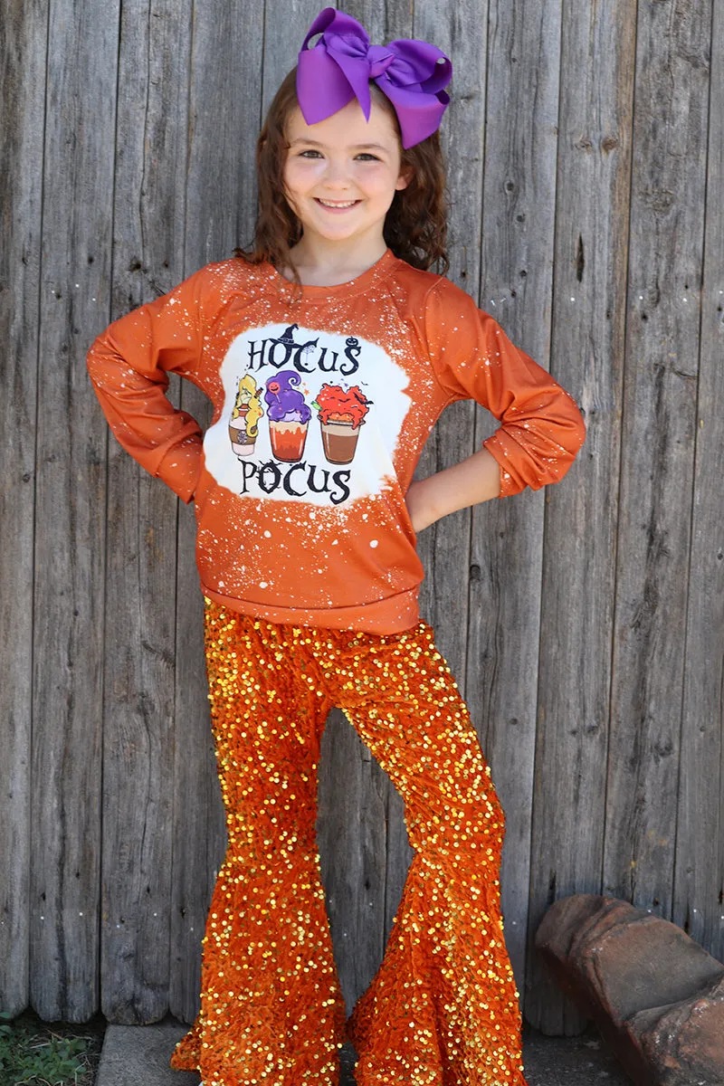 Girls sequins orange bell bottoms. PNG50113002 WEN