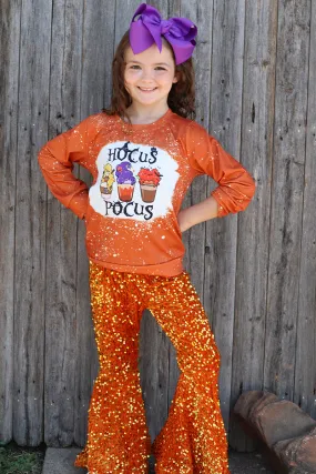 Girls sequins orange bell bottoms. PNG50113002 WEN