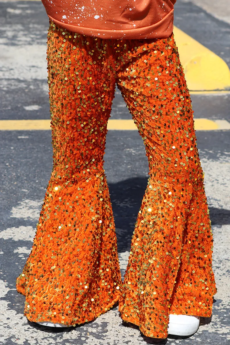 Girls sequins orange bell bottoms. PNG50113002 WEN