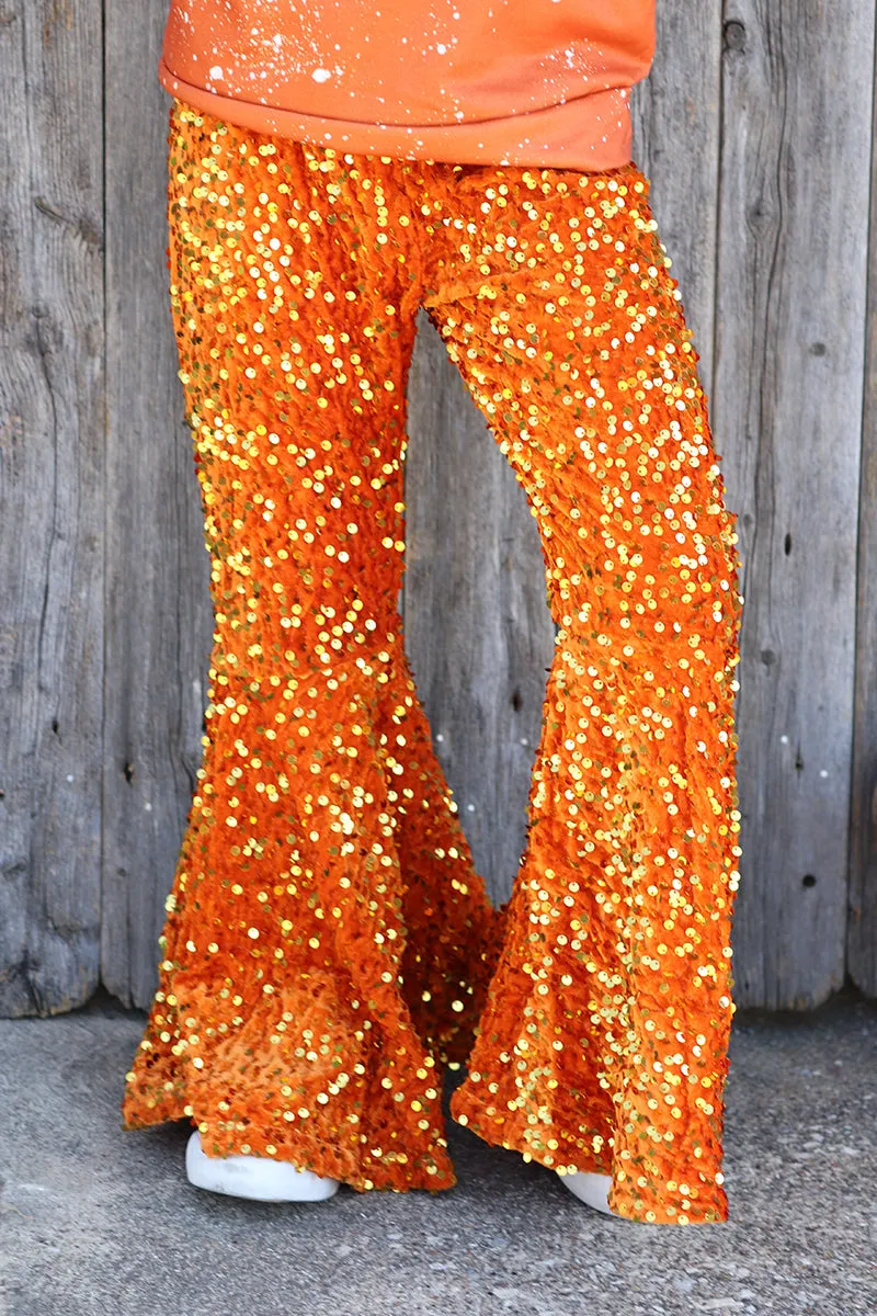Girls sequins orange bell bottoms. PNG50113002 WEN