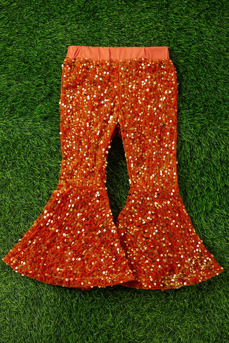 Girls sequins orange bell bottoms. PNG50113002 WEN