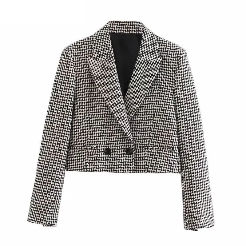 HOUNDSTOOTH CROPPED BLAZER