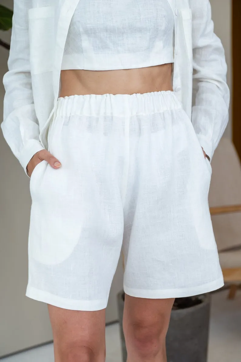 Linen High Waisted Bermuda Shorts Maya