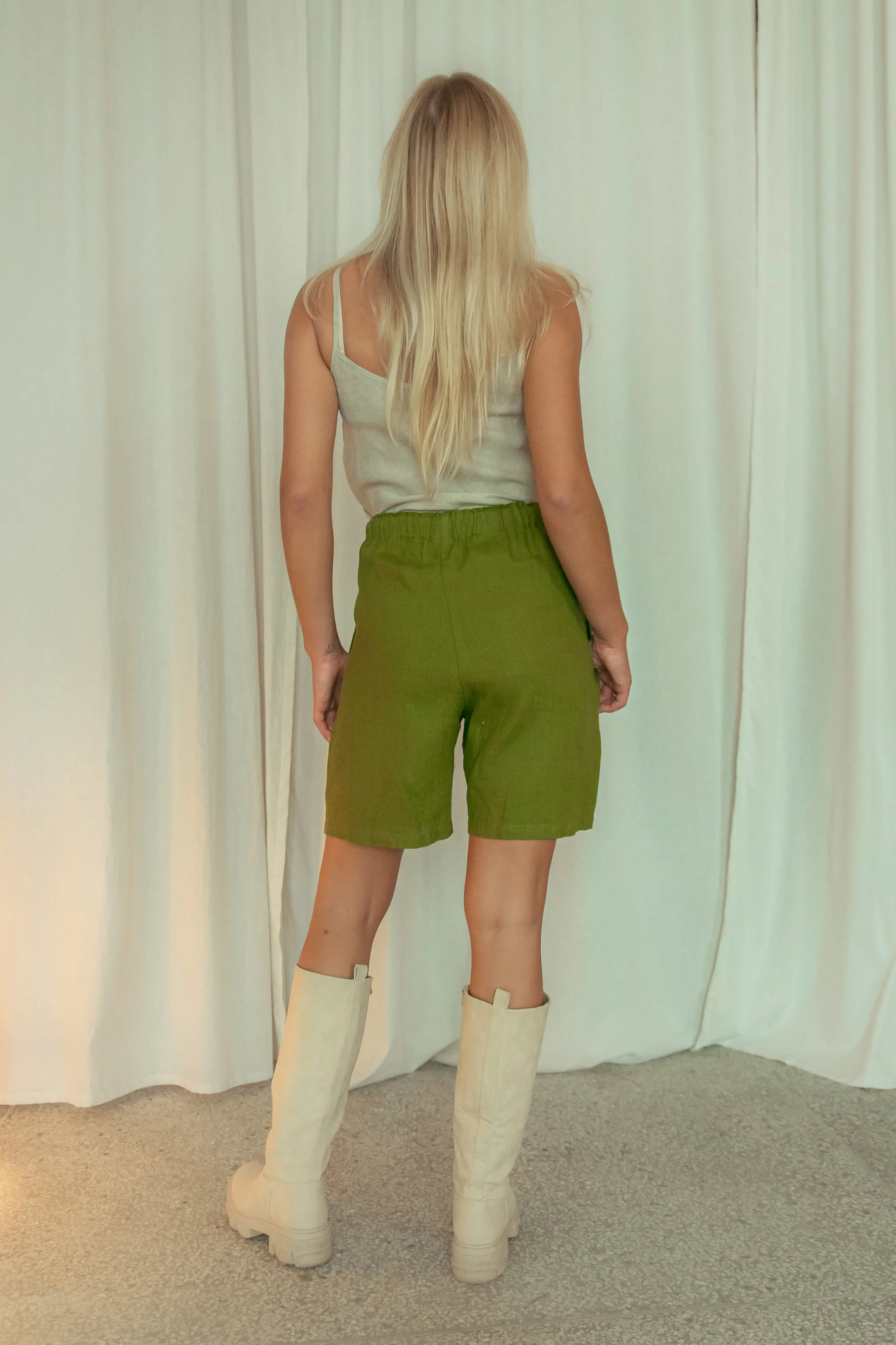 Linen High Waisted Bermuda Shorts Maya
