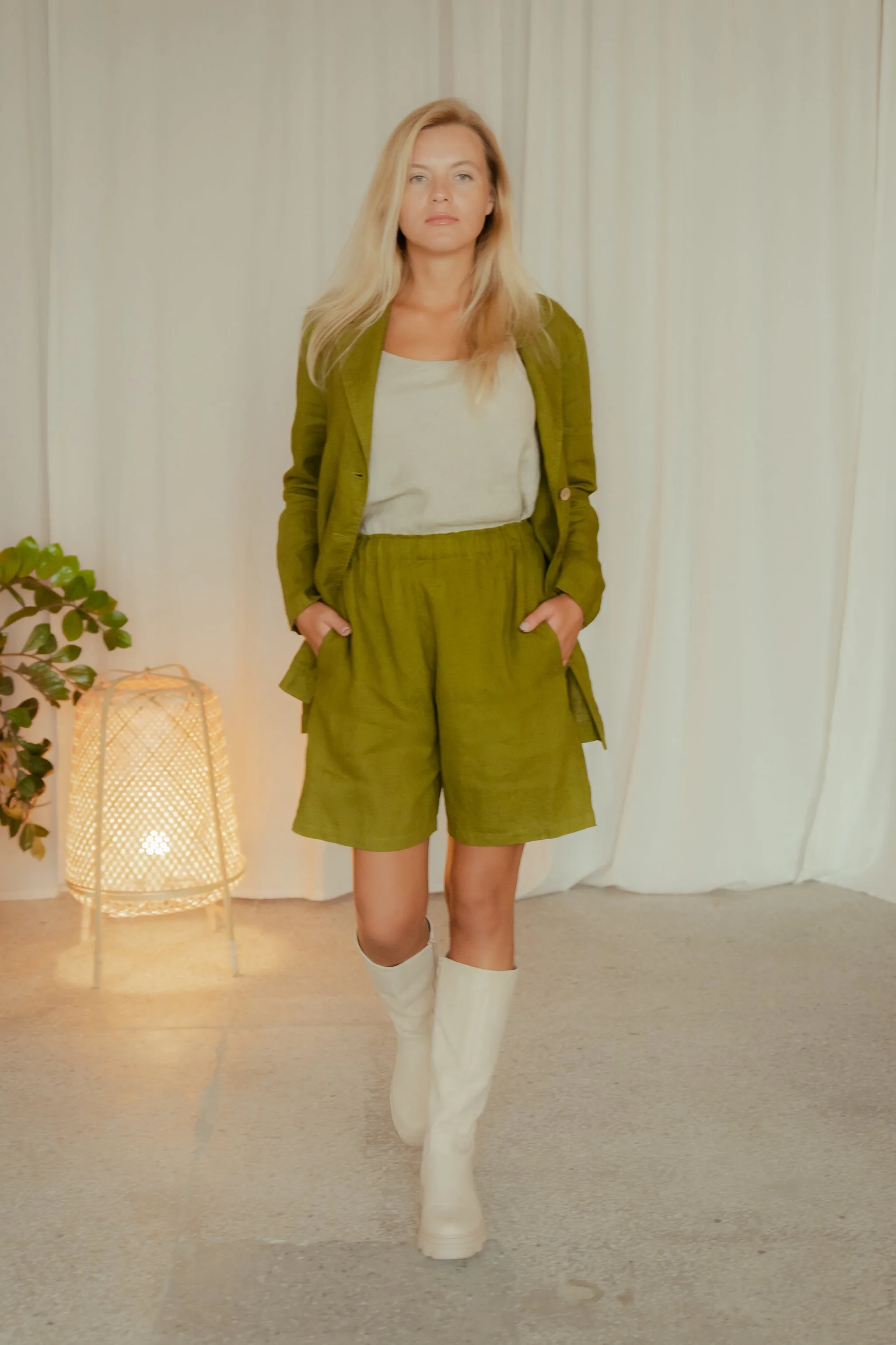 Linen High Waisted Bermuda Shorts Maya