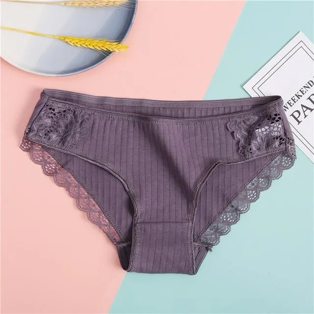 New Sexy Lace Panties For Women Girls Underwear Cotton Panty 2019 Soild Elasticity Comfortable Low-Rise Lingerie Panties M L XL