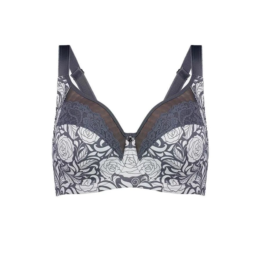 Signature Print Premium Support Bra - Grey Pewter Rose