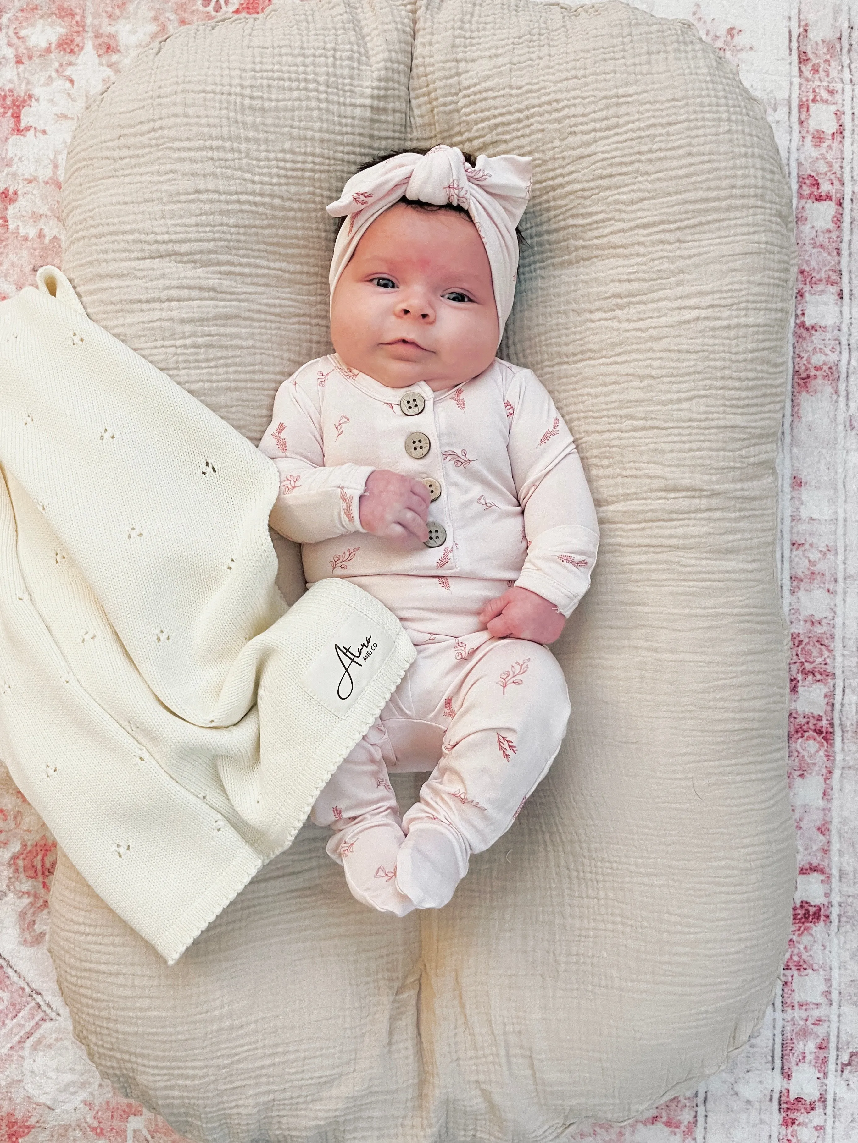Top   Bottoms Set - Blush Flowers