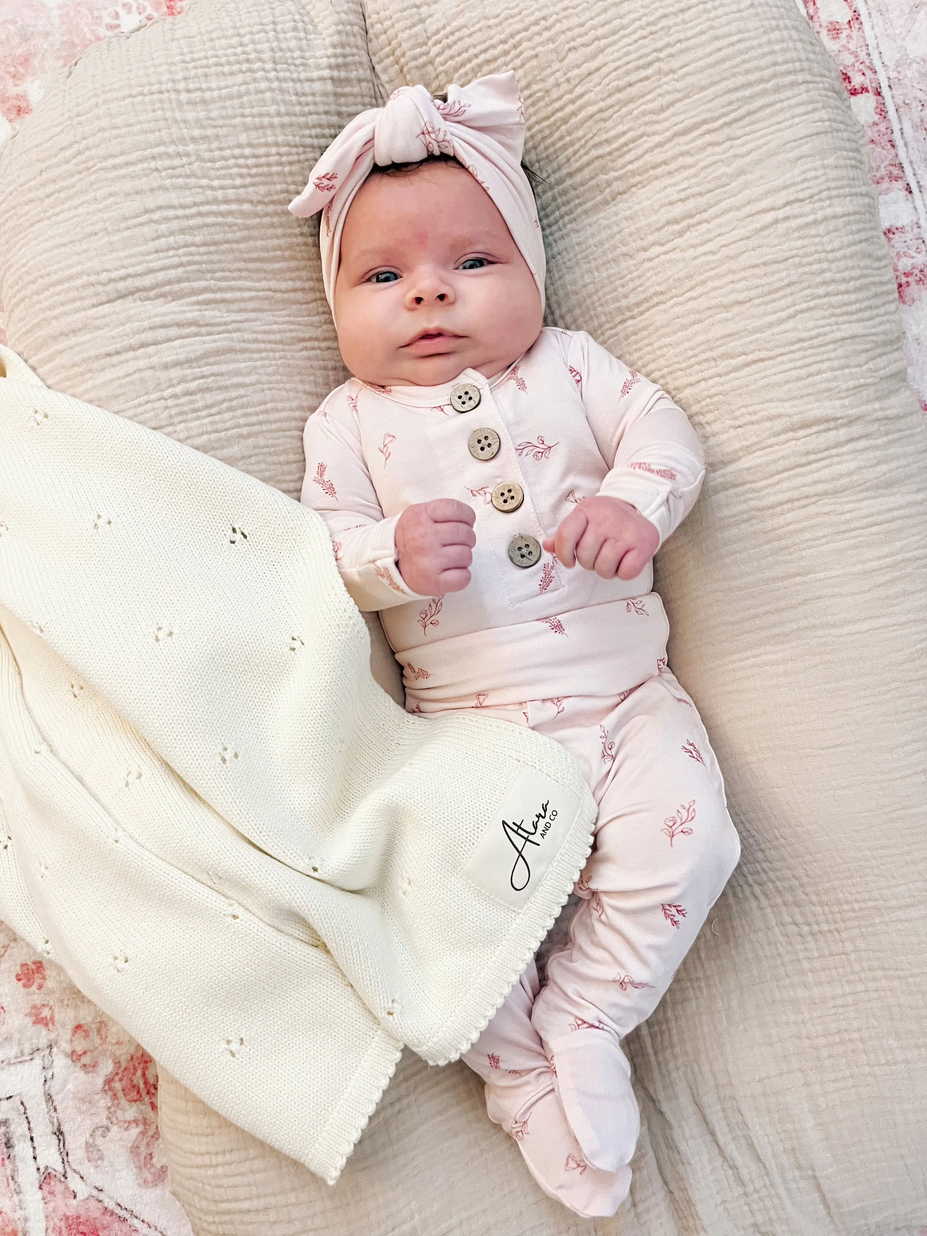 Top   Bottoms Set - Blush Flowers
