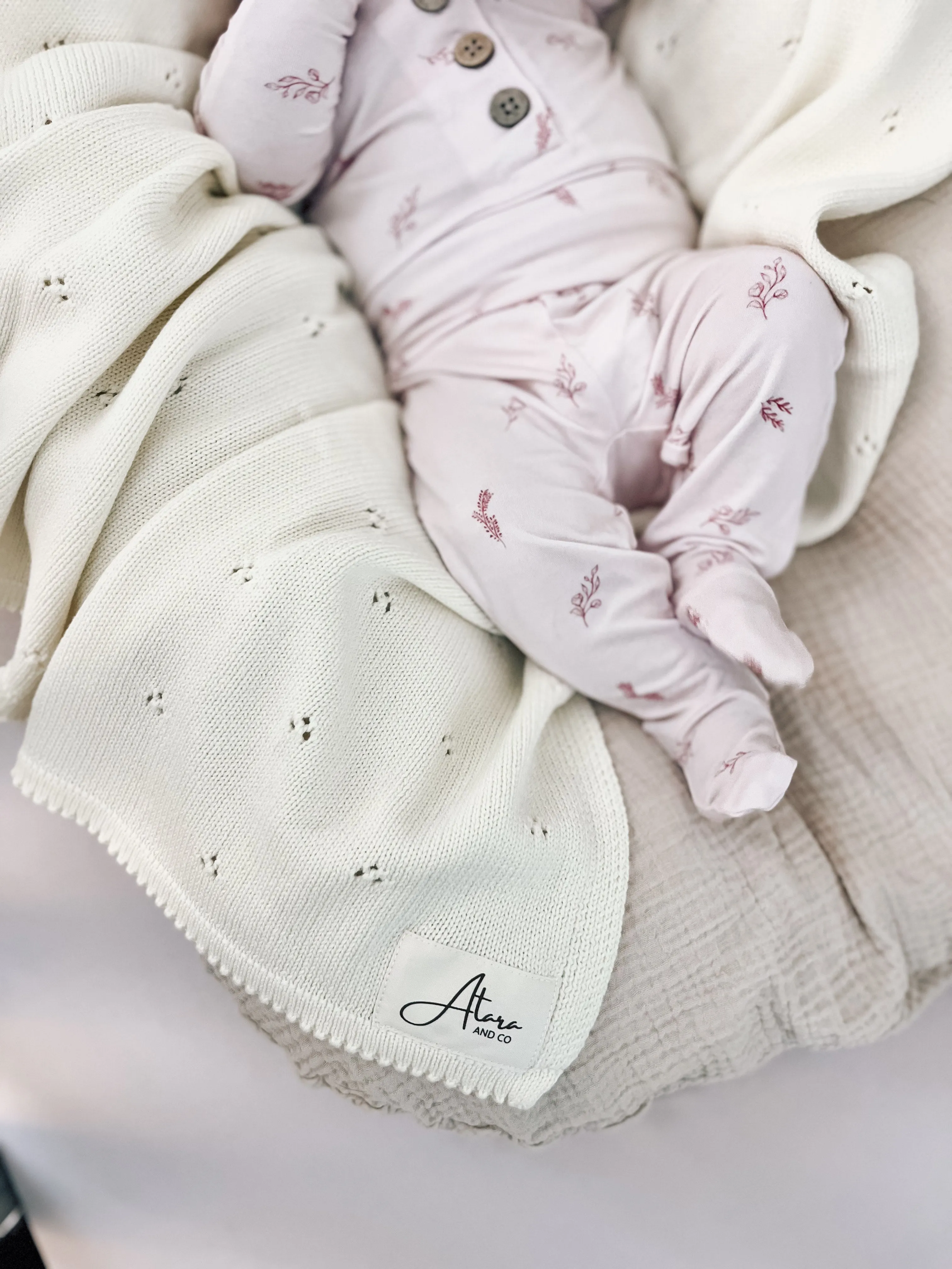 Top   Bottoms Set - Blush Flowers