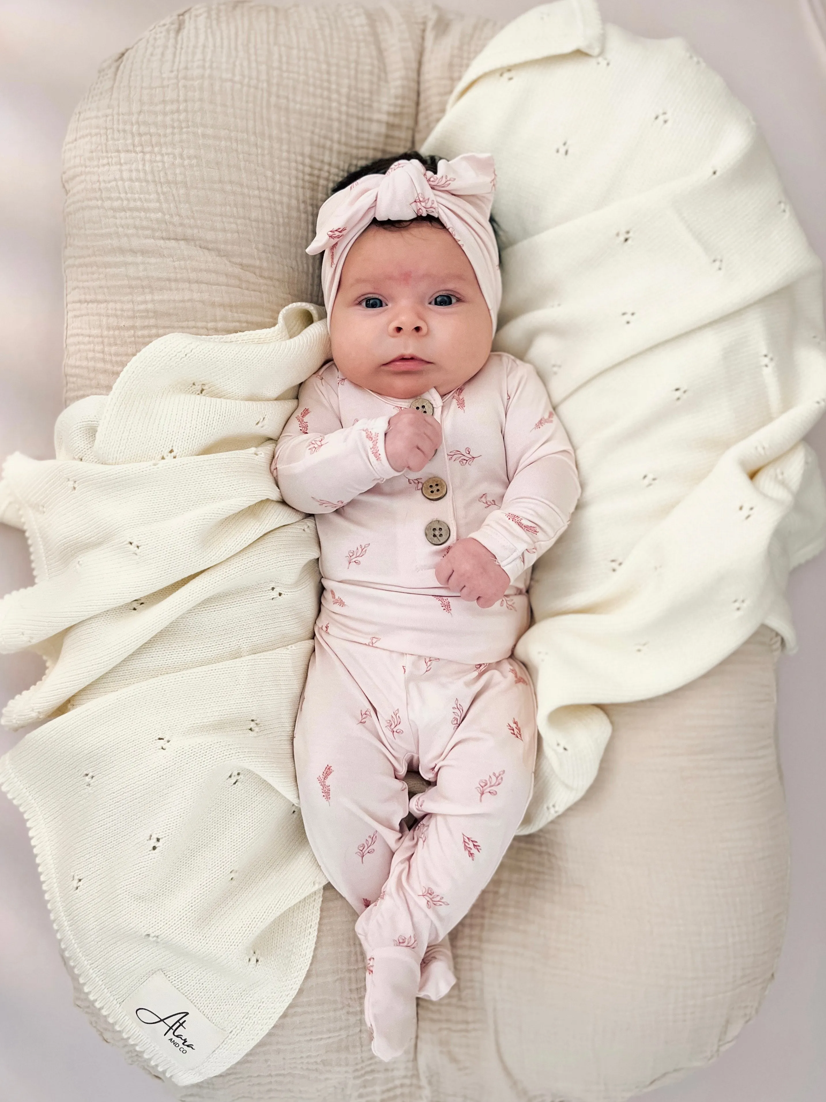 Top   Bottoms Set - Blush Flowers