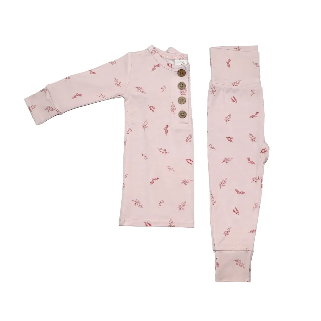 Top   Bottoms Set - Blush Flowers