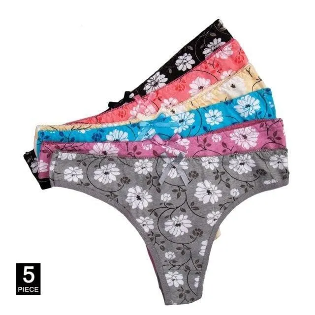 Women G-String Cotton Thong Sexy Lace Panties 5 PCs/Lot
